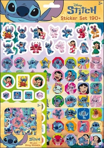 Levně Samolepkový set 190+ Lilo & Stitch