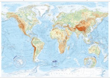 Svět - reliéf a povrch 1:21 000 000 - nástěnná mapa