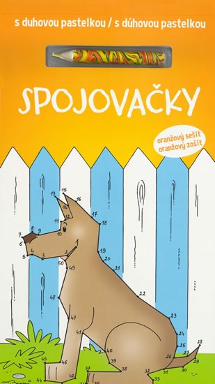 Spojovačky s duhovou pastelkou - oranžový sešit