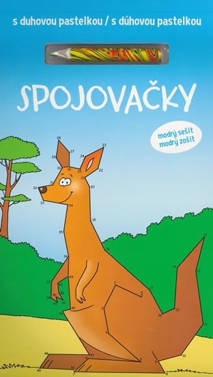 Spojovačky s duhovou pastelkou - modrý sešit