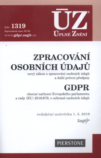 ÚZ 1319 Zpracování osobních údajů. GDPR